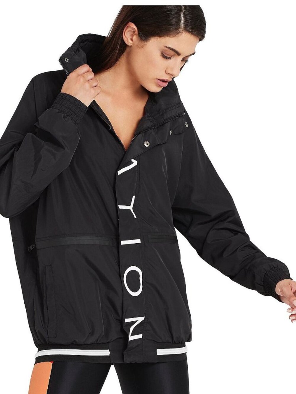 P.E Nation Black Full Zip Windbreaker Jacket Size S